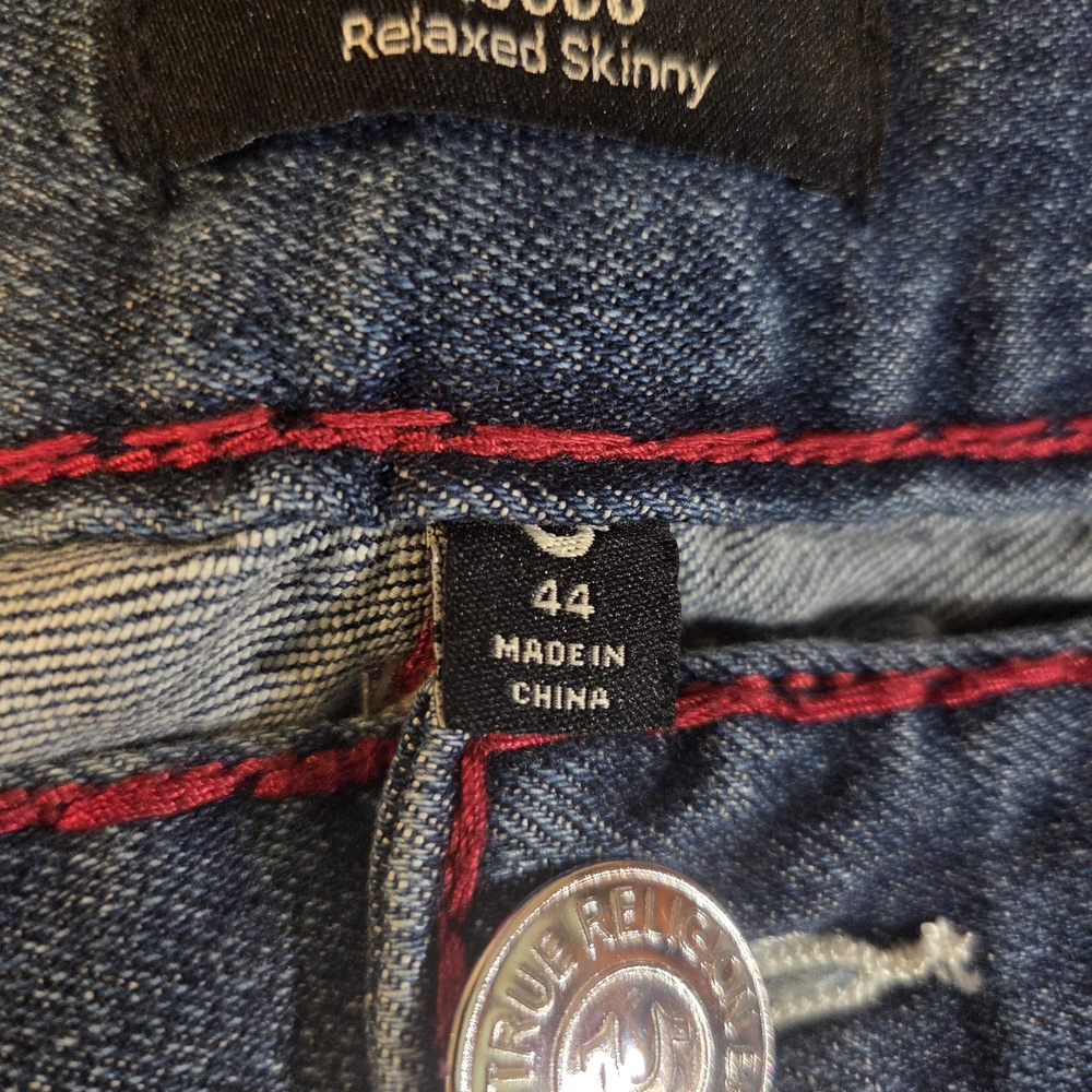 True Religion Dark Blue Jeans with Red Contrast Stitching - Picture 4 of 4